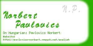 norbert pavlovics business card